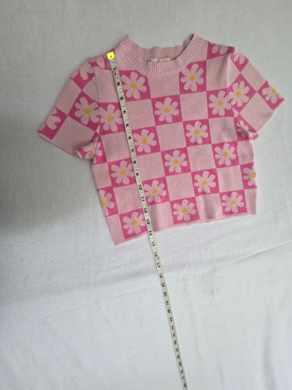 Y2K Pink daisy cropped Barbie core sweater.